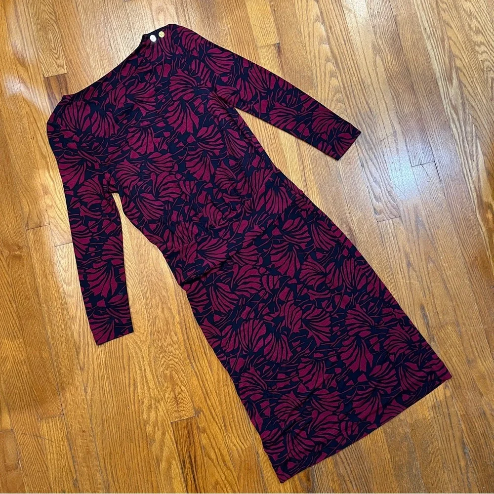 Tory Burch Etta Floral Sheath Dress Navy Fuschia Size Small Knee Length - Picture 6 of 10